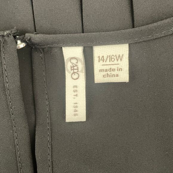 Cato Women Top 14/16 Black Sequin Trim Pleated Back Whimsigoth Fairy Girly Flowy - Picture 2 of 12